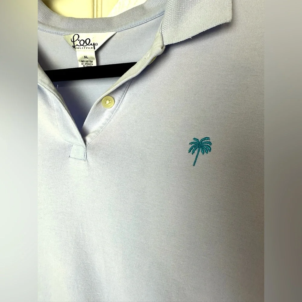2 LILLY PULITZER Y2K Vintage Polo Shirts Blue Green Blouse Top Preppy Golf Knits - Picture 10 of 11